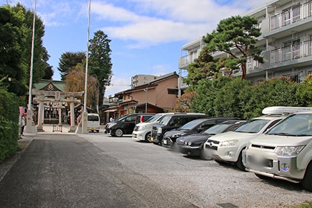 川越八幡宮 境内駐車場の停められる台数の様子