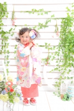 七五三　名古屋　オシャレ　3歳　洋風　ナチュラル　可愛い　かわいい　被布　ガーデン